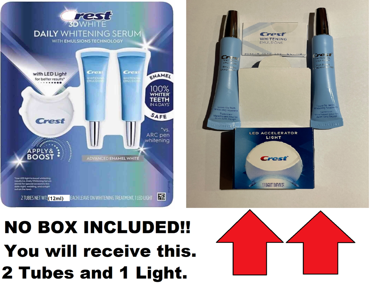 CREST 3D DAILY WHITENING SERUM 2 TUBES + 1 LED LIGHT APPLY & BOOST