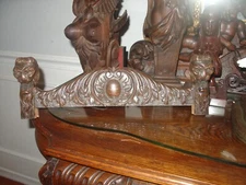 Antique OAK PEDIMENT  RJ HORNER  CHAIR TOPPER  WITH FIGURES