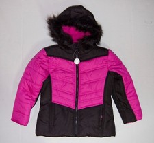 Girls Jacket Rothschild Hooded Colorblock Puffer Faux Fur Rubylight Size M NWT