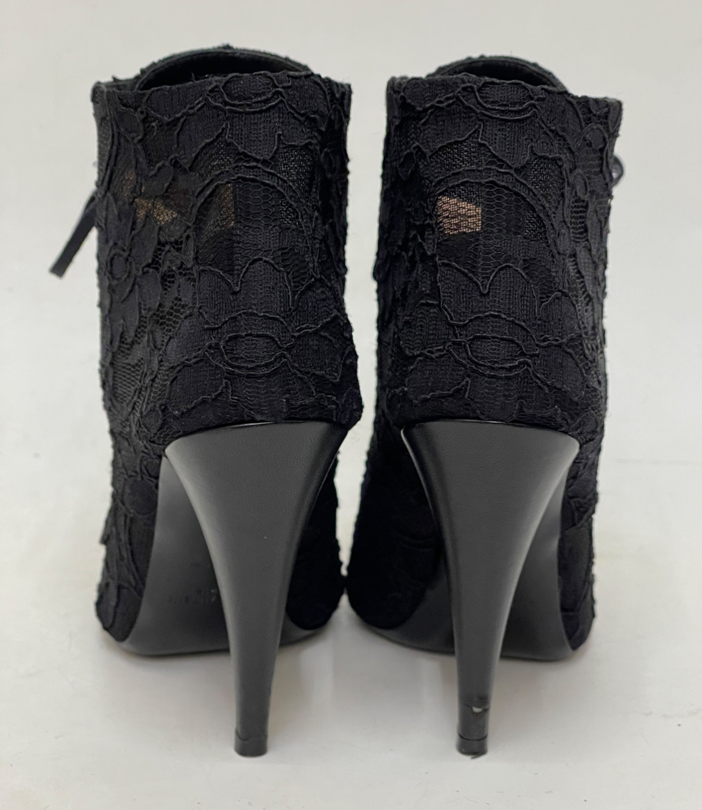 Stivaletti Yves Saint Laurent donna neri pelle floreali pizzo taglia 37 EUR