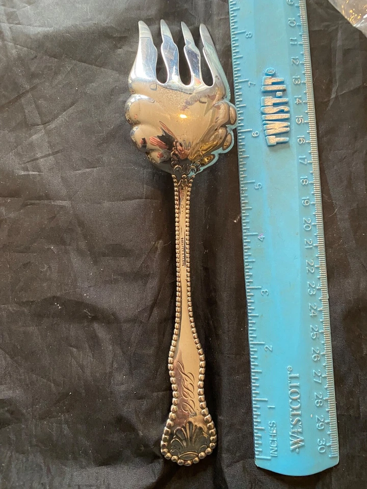 CHARLES II DOMINICK & HAFF SALAD 服务 FORK 纯银 Monogram 背面 — 第 2/3 张图片