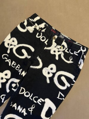 Vintage D&G Dolce & Gabbana Graffiti Jeans Y2K ITALY Rare Size S