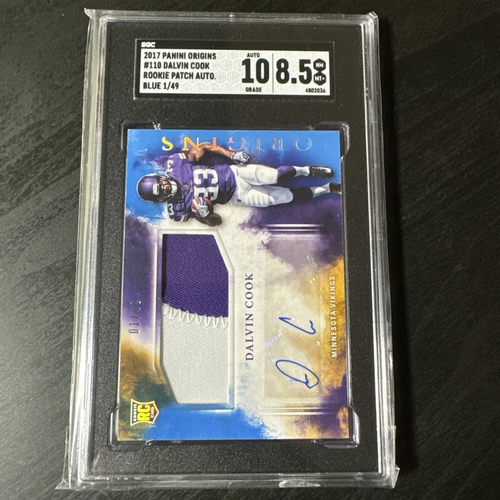 Dalvin Cook Panini Origins #110 Patch Autograph-Blue