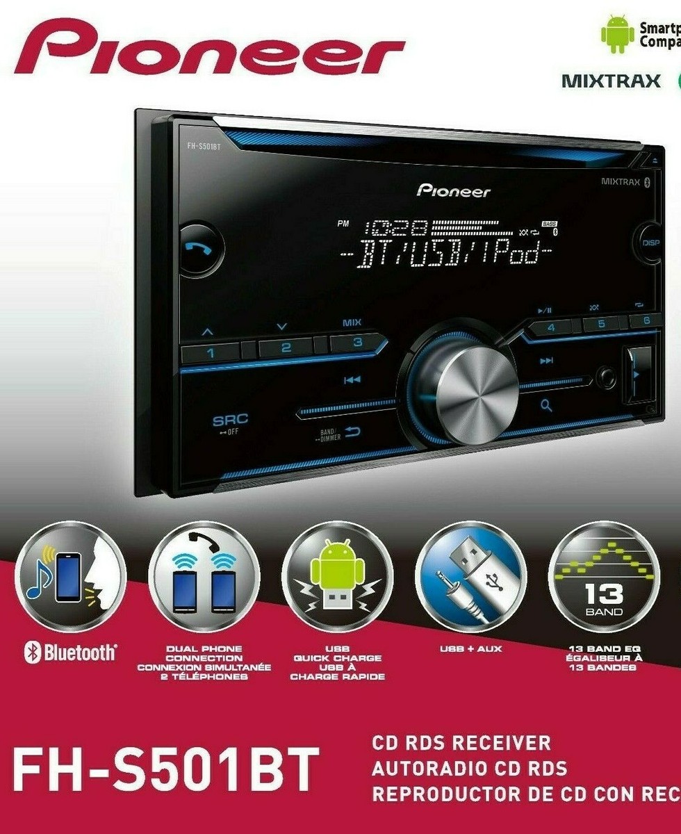 Pioneer FH-S501BT Bluetooth MP3 CD Player Android iPhone USB Pioneer FH-S501BT Bluetooth MP3 CD Player Android iPhone USB