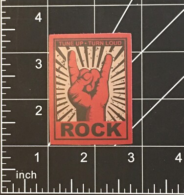 Tune Up Turn Loud Rock Vinyl Sticker Devil Horns Hand Red Black Music ...