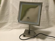 GURUN Square Tabletop Clear Makeup Mirror, LED Lighted,3X Magnification, Nickel