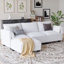 Modern L Shape Sectional Sofa Large Modular Couch with Ottoman Storage Pocket