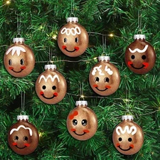 Syhood 8 Pcs 3.2 Inch Gingerbread Christmas Decorations 3D Gingerbread Face O...