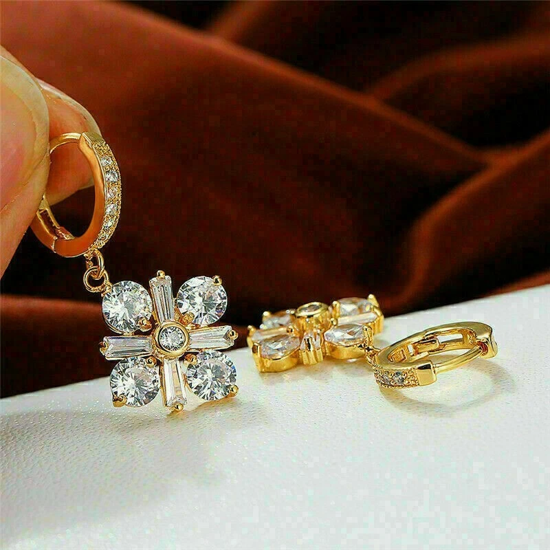 2.50Ct Round Cut VVS1/D Diamond Drop & Dangle Earrings 14k Yellow Gold Plated - Image 3 of 4