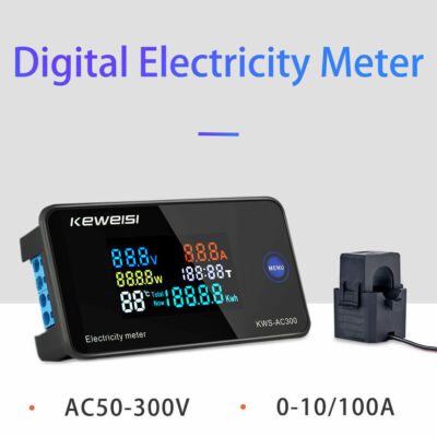 Color Screen AC50-300V Voltage Current Power Temperature Digital Meter 10-100A