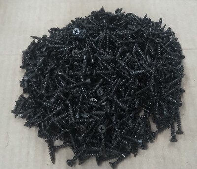 #8 x 1'' Black Steel Phillips Flat Head Wood/Sheet Metal Screws - Qty. 50