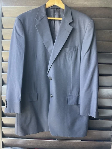 Hickey Freeman Canterbury Navy 100% Wool Suit Jacket Blazer Dinner Coat 42R