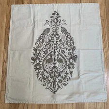 One Pottery Barn Pillow Sham Flamingo Peacock Bird Print Beige Cotton 26x26