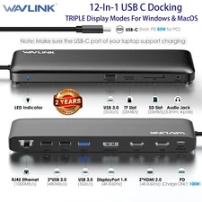 12-in-1 USB Type-C Docking Station PD 3.0 100W Power Adapter HDMI DP USB 3.0 2.0