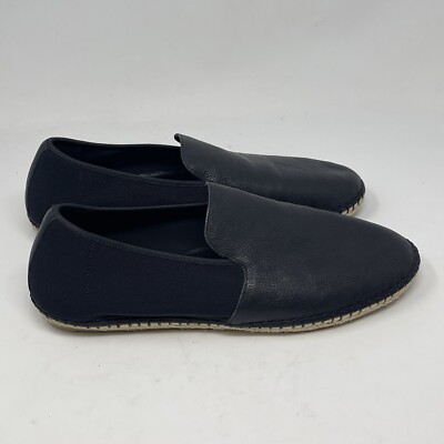 Eileen Fisher Espadrilles Flats Womens 9 M Black Leather Stretch Slip On Shoes
