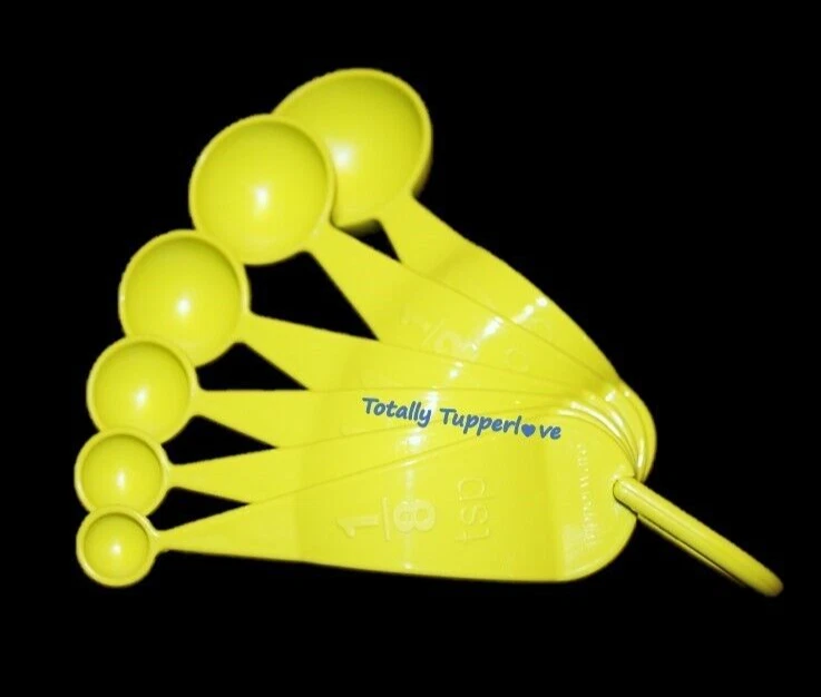 Tupperware Measuring Spoons Set Vintage D-Ring Margarita Green/Yellow NEW