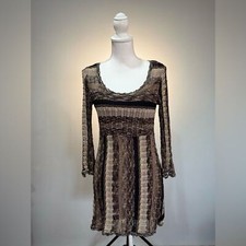 SALE! Brown INC Striped Sparkly Sweater Mini Dress Size L EUC