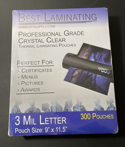 300 Thermal Laminating Sheets Laminator Pouches 9"x11.5" Clear Letter Size 3 Mil