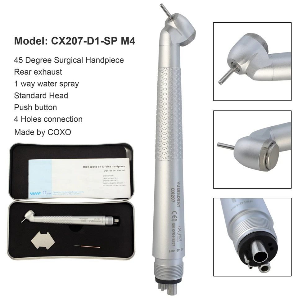 COXO Dental Surgical Handpiece 45 Degree High Speed 4 Hole LED Reverse Air NSK - Image 4 of 4