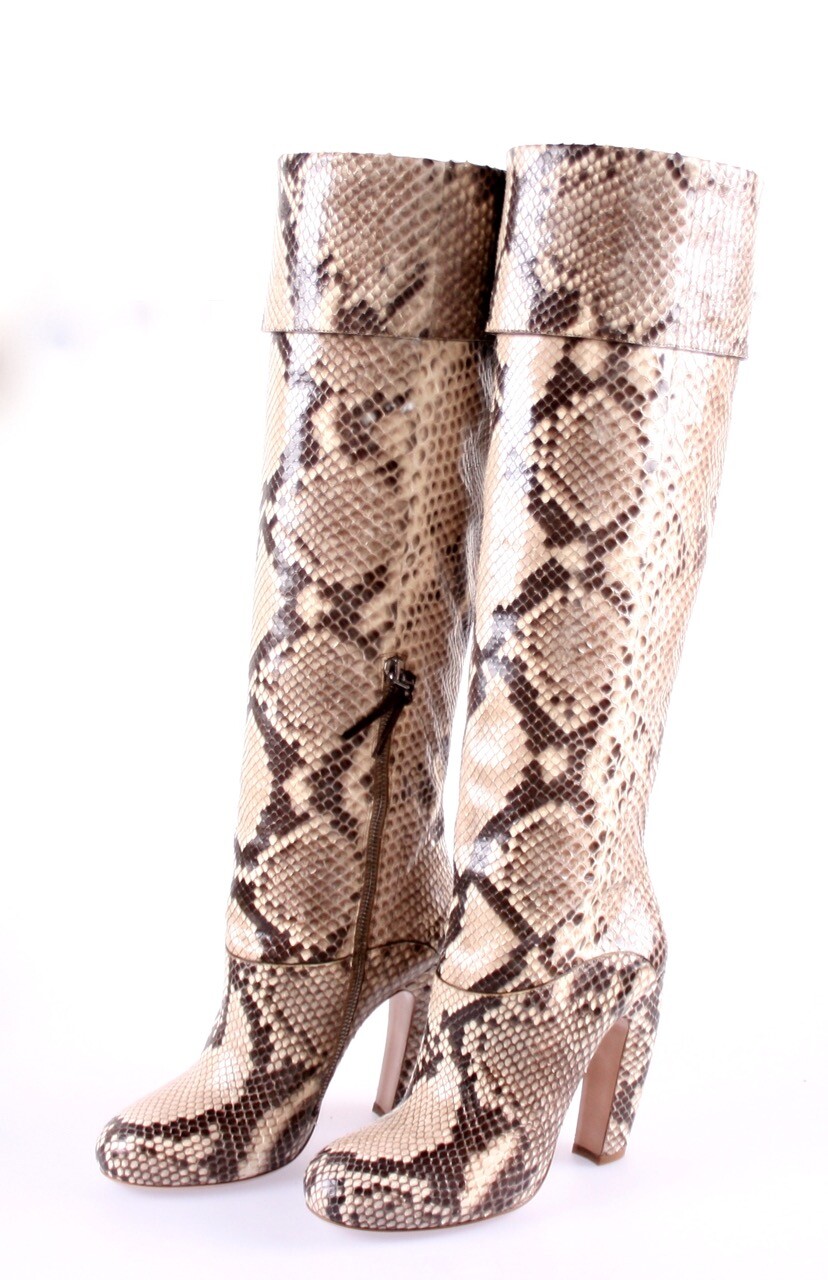LUXURY MIU MIU BY PRADA BOOTS 5WP036 GENUINE PYTHON LEATHER NEW 38 38.5