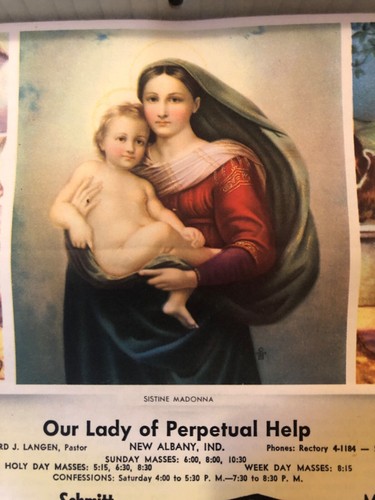1954 CALENDAR OUR LADY OF PERPETUAL HELP NEW ALBANY INDIANA KANNAPEL DAIRY - Picture 13 of 13