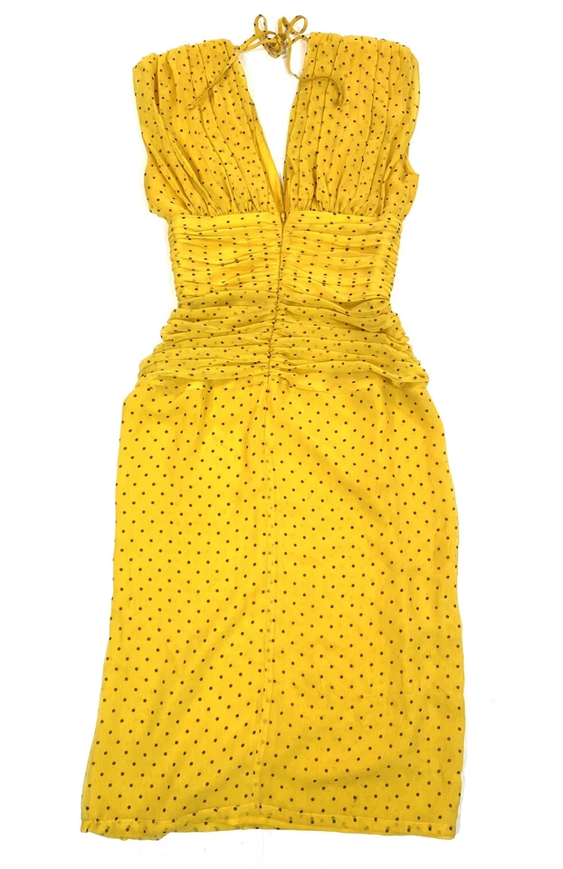 70s Dress Wayne Clark Aline Marelle Silk Chiffon Ruched Gathered Overlay Small 4 - Image 3 of 4