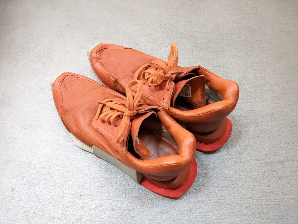 Adidas x Rick Owens Level Runner Men's 8.5 Orange Leather Sneakers