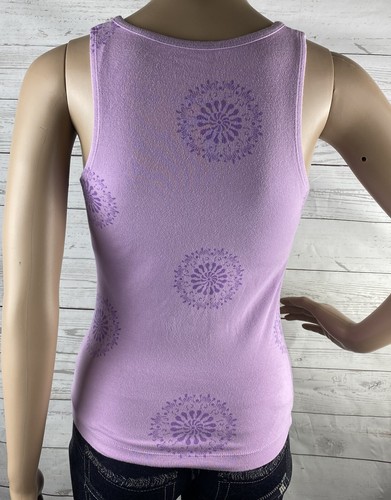 Danskin Yoga Tank Top Small Lilac Purple Floral Mandala Pattern Athletic Cropped - Picture 9 of 12