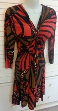 💗Nine west Beautiful Print Stretch Dress with a Knotted Bust 3/4 Sleeves  Sz 4