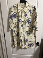 Pierre Cardin Shirt Mens Large Blue Yellow Floral Short Sleeve Button Up 2XL