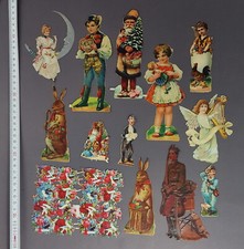 Konvolut uralte Oblaten aus geprägtem Papier - Glanzbilder, 1900/1920 (# 10882)