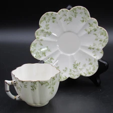 Wileman & Co. Demitasse Cup & Saucer, Ivy Chintz, Empire Shape, 1890s Foley