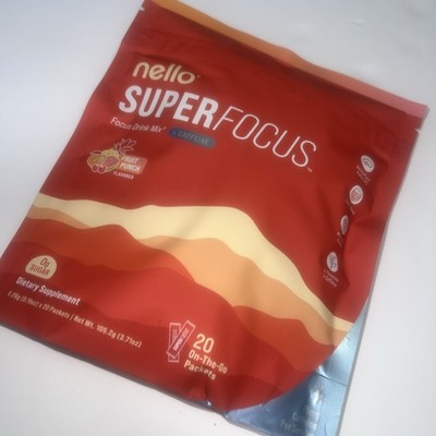 nello SuperFocus Focus Drink Mix Fruit Punch Flavor with Caffeine, 20 Packets