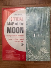 Sealed Rand McNally Moon Map 53x48 Apollo NASA 3D Lunar Chart Vintage NOS