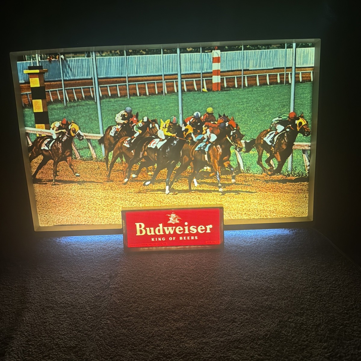 1960'S BUDWEISER BEER LIGHT UP HORSE RACING SIGN ANHEUSER BUSH 20