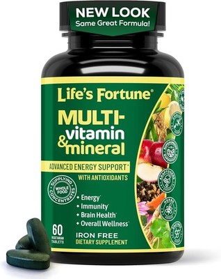 Life's Fortune Multivitamin & Mineral 60 Tablets All Natural Energy Source ...