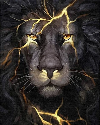 ARTNAPI Malen nach Zahlen auf Keilrahmen Dunkler Löwe 50x40cm Bild Ausmalen nach Zahlen