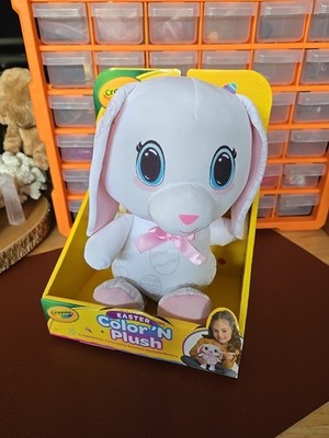 Crayola Color 'N Plush Easter Bunny 12'' w/ 4 Pip-Squeak Washable Markers NEW