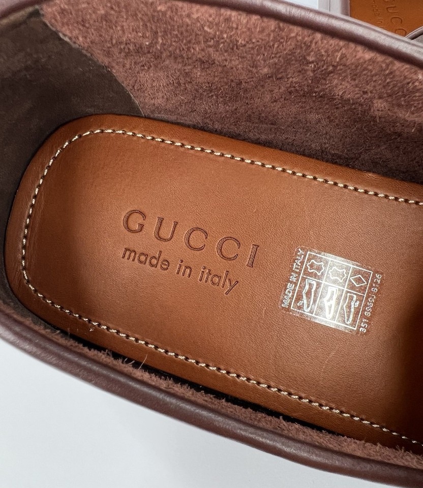 Gucci GG Logo Moccasin Leather Sylvie Driver Loafers UK 12.5 - US 13 ...