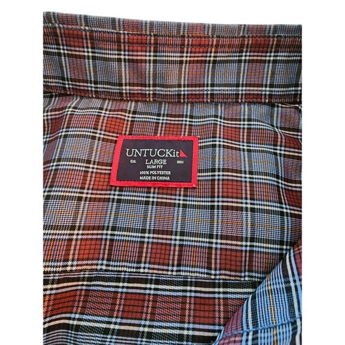 UNTUCKit Marine Hemd Button Down Bürokleid Herren L blau weiß rot kariert - Bild 2 von 4