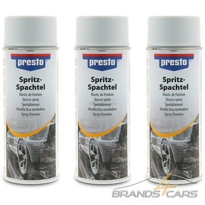 3x 400ml PRESTO SPRITZSPACHTEL SPACHTELMASSE ACRYL SPACHTEL GRUNDIERUNG GRAU