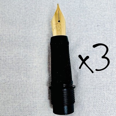 (3) GOLD Sheaffer Award Replacement Nibs & Feeds - MEDIUM (New - NOS) Gold Tone