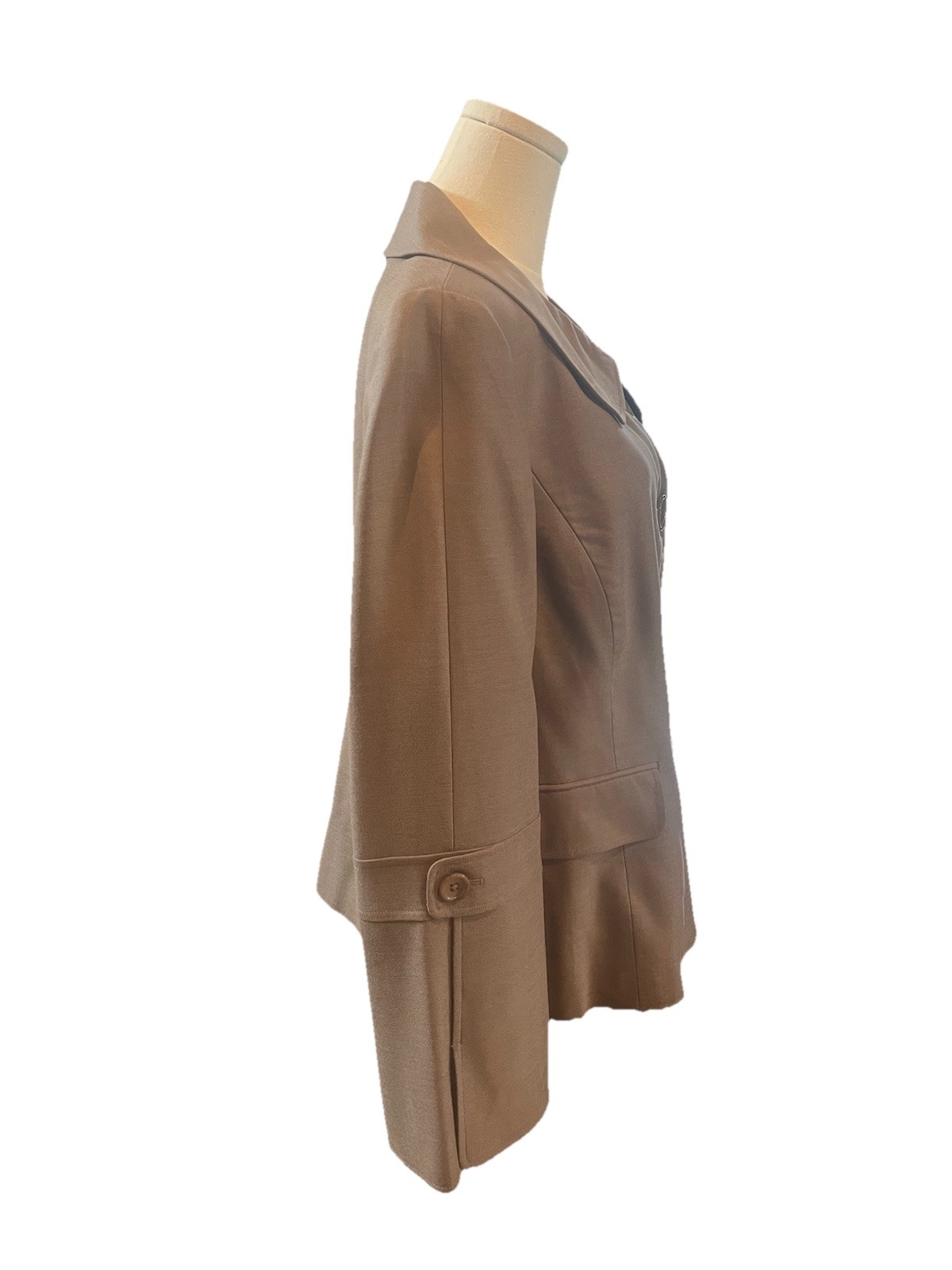 Ellen Tracy Button Front Brown Collared Blazer Lo… - image 3
