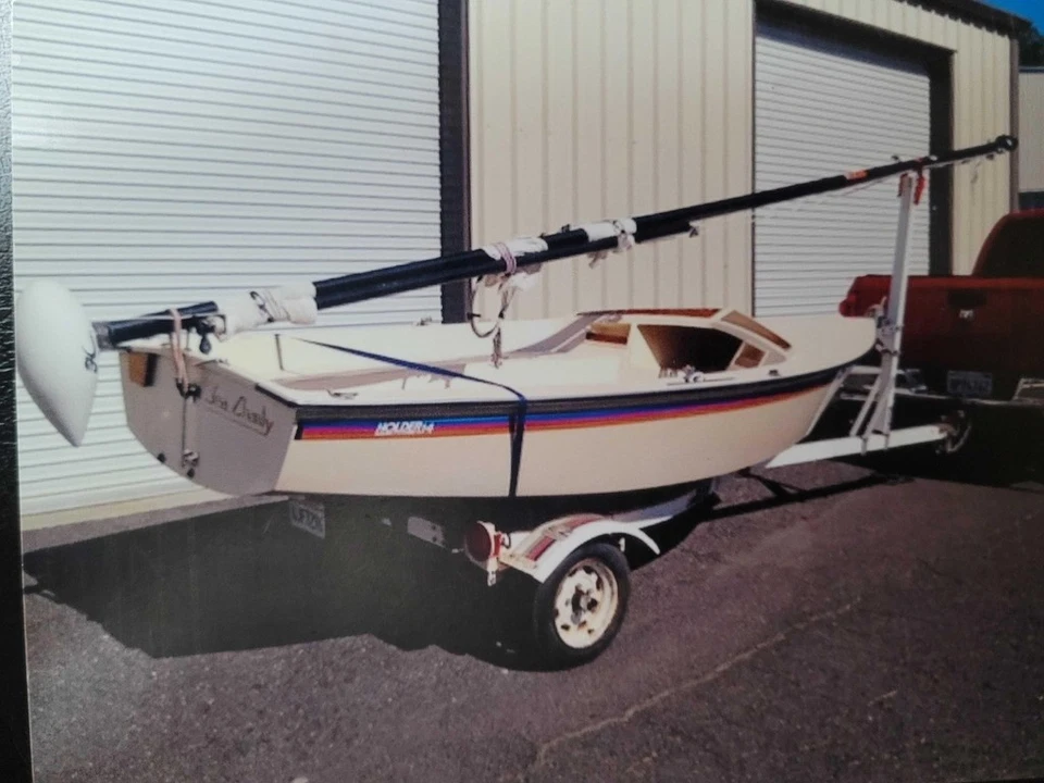1984 Hobie 14’ Holder Fiberglass Freshwater Sailboat & Trailer - Image 3 of 4