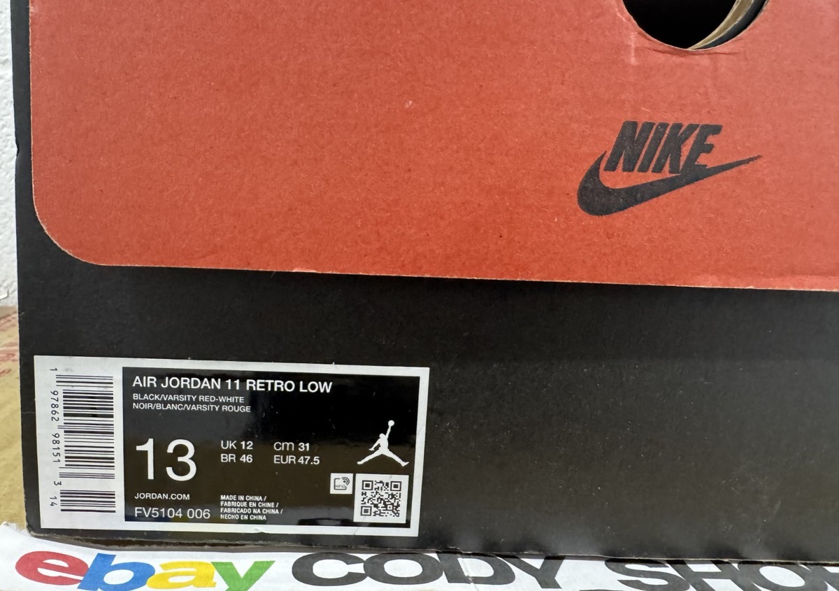 Nike Air Jordan 11 Retro Low Bred 2025 Men's Sizes *SHOE BOX ONLY