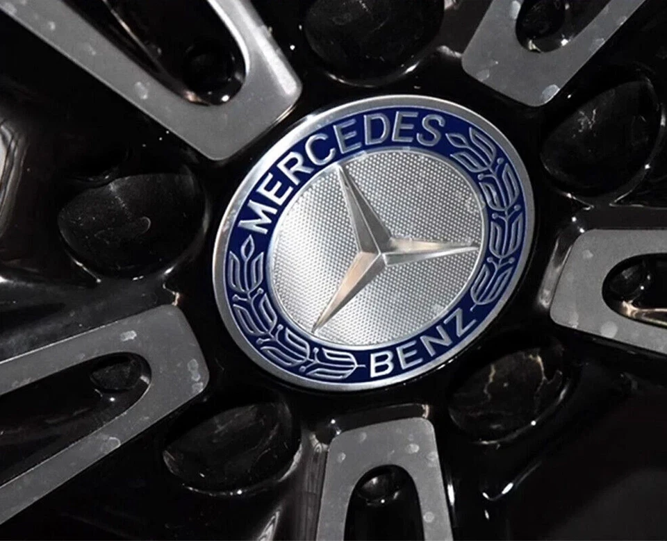 4 x Wheel Center Hub Caps AMG Wreath Blue Fit for Mercedes-Benz A C E SL 75mm US Foto 4 de 4