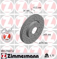 2X Zimmermann Bremsscheibe 380.2168.52 FüR Mitsubishi