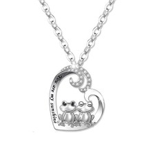 MEERIGO S925 Sterling Silver Frog Heart Necklace, Ring, 24mm x 20mm,