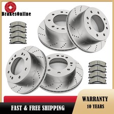 355mm Front 360mm Rear Brake Rotors Pads Fit For Silverado 25003500 Hd Slotted