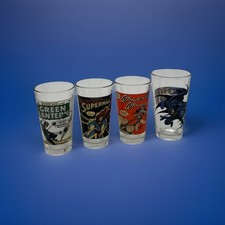 Vintage DC Comics Pint Glass Set Green Lantern Superman Wonder Woman Batman